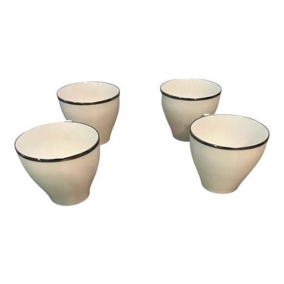 Set Of 4 Noritake Ivory China IVONNE Coffee Teacups 7522 Japan Gold Trim Vintage - Picture 3 of 8